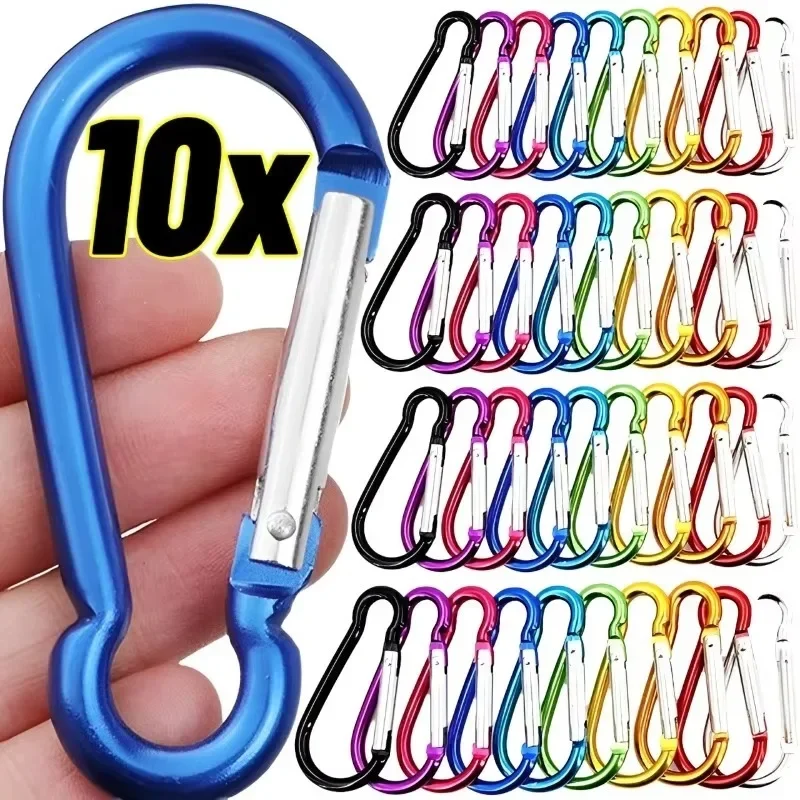 5/10pcs Colorful Carabiner Keychain Alluminum D-ring Buckle Spring Carabiner Snap Hook Clip Keychains Outdoor Camping Daily Use