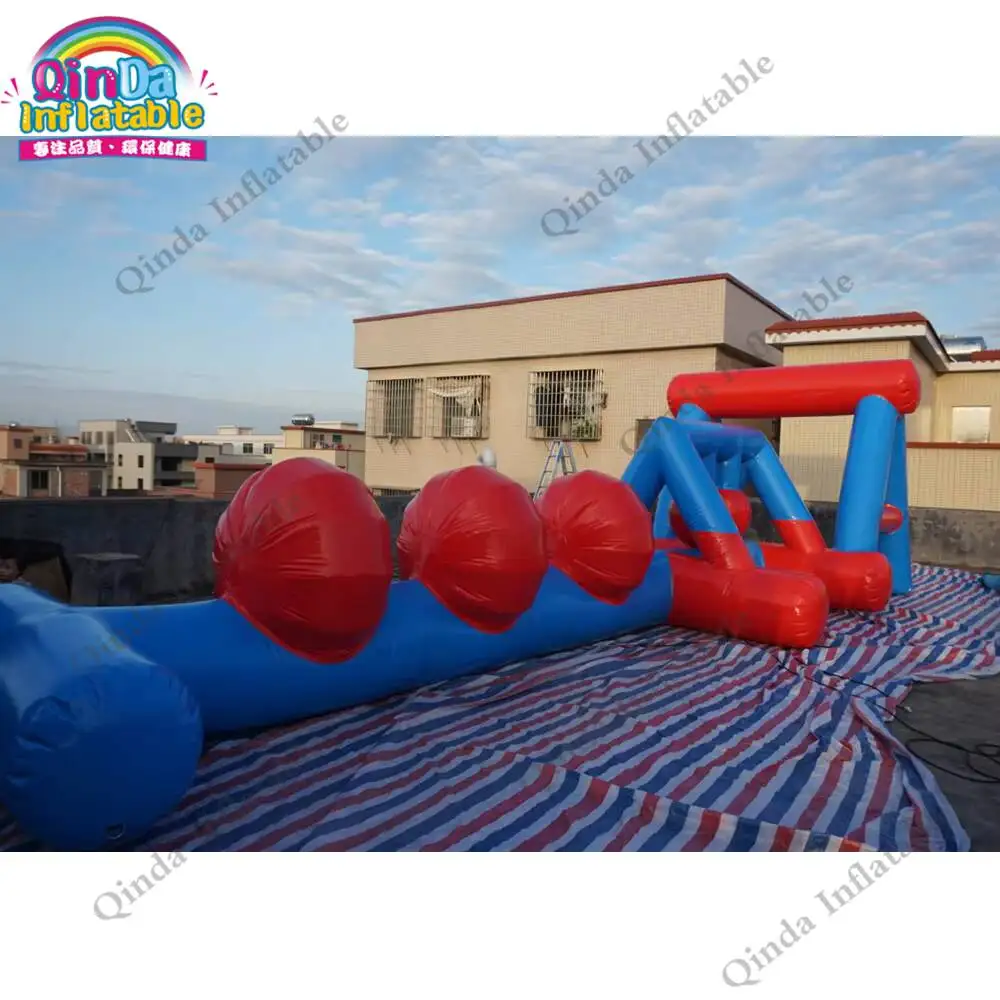 Customized Inflatable Water Obstacle Course 10M Inflatable Water Wipeout For Pool