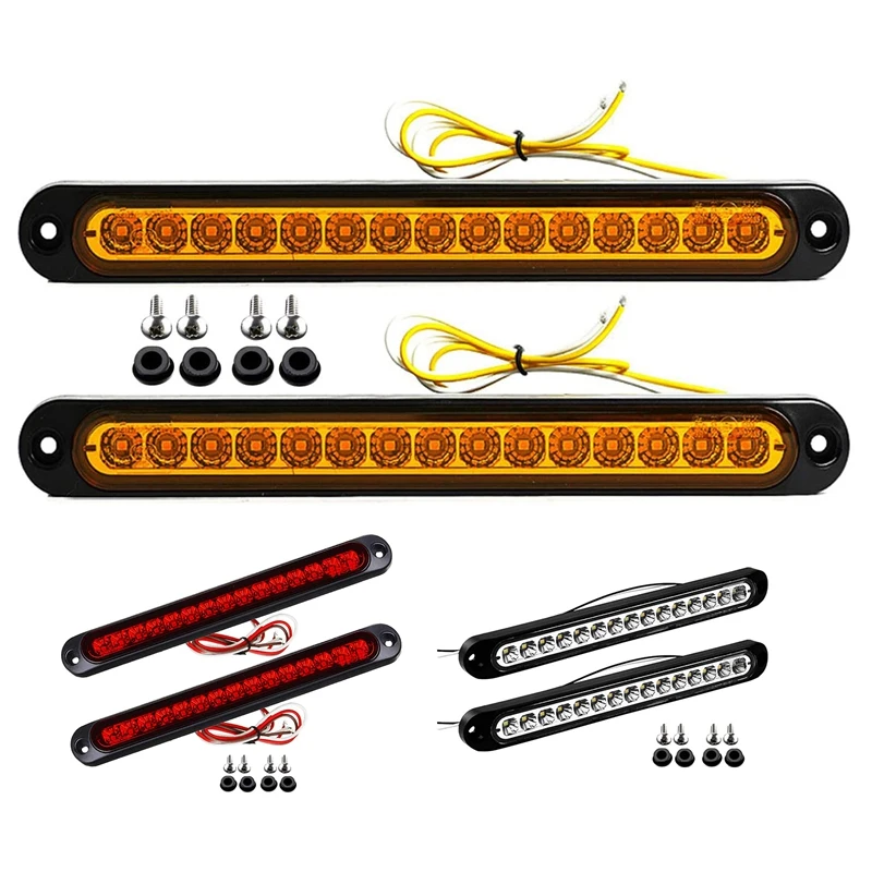 2Pcs 10Inch 15 LED Trailer Light LED Stop Turn Tail Light Third Brake Bar Strip For Heavy Duty Boats Trucks