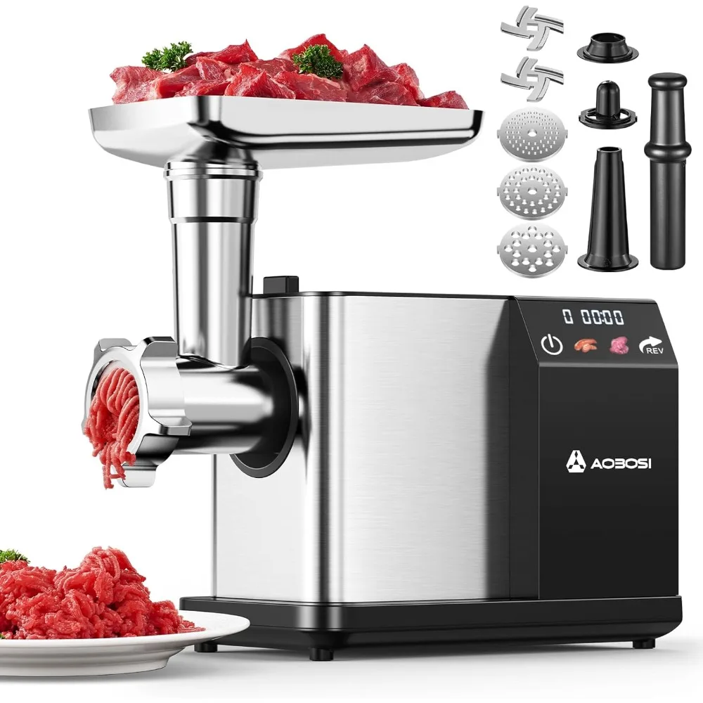 

Meat Grinder Electric 3000W Max with Touch Color Screen, Auto-Reverse & Built-in Storage 3 Speed Settings,Grinding, Sausage
