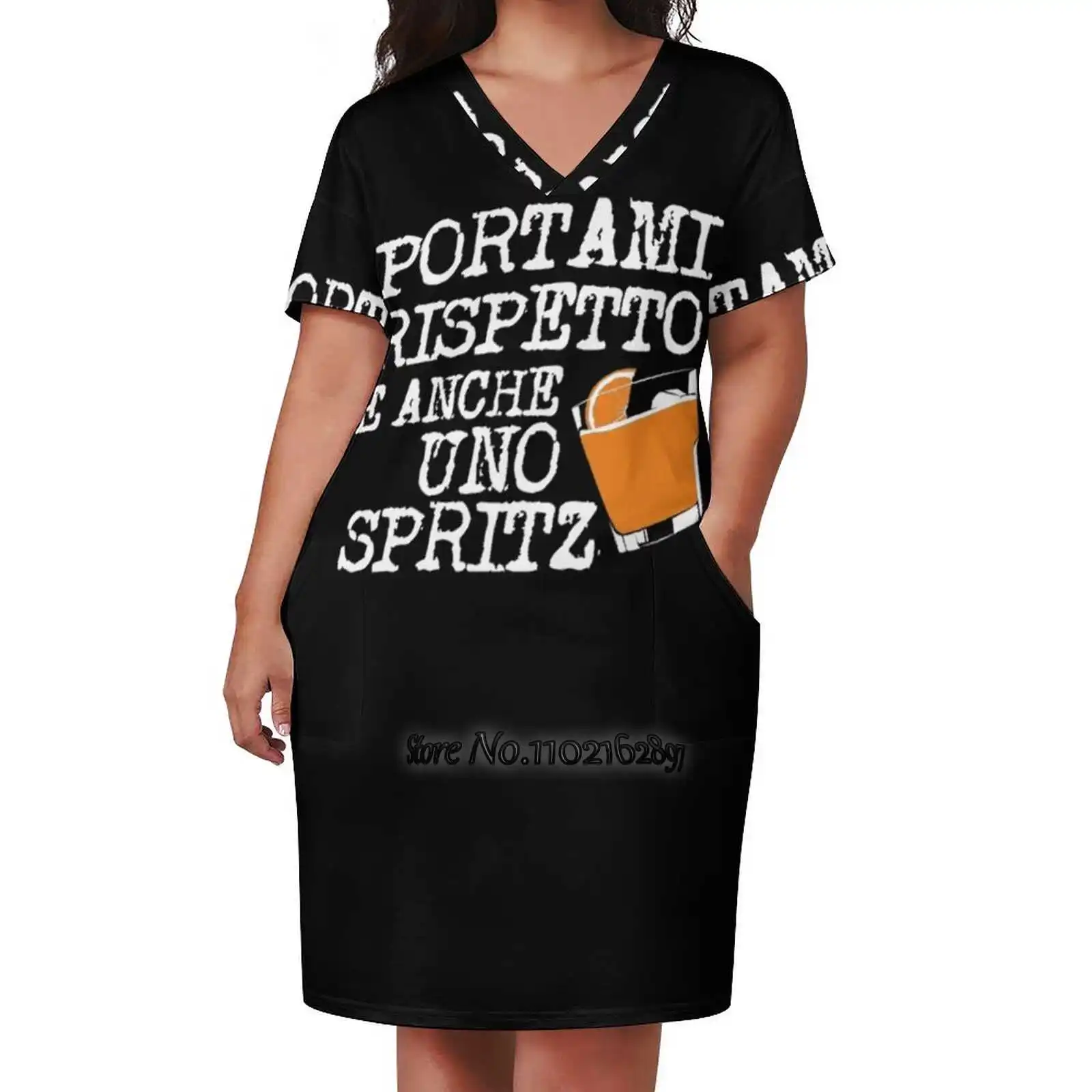 

Portami Uno Spritz Fashion Street Dress Loose V-Neck Short Sleeve Skirt Casual Party Skirt 5Xl Sprtiz Respect Italian Made In