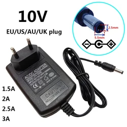 Zasilacz 10V 2.5A 1.5A 2A 3A 100V-240V do zasilacza AC/DC 10 Volt 2500mA Zasilacz ścienny 5.5mm*2.5mm Adapter podróżny Konwerter