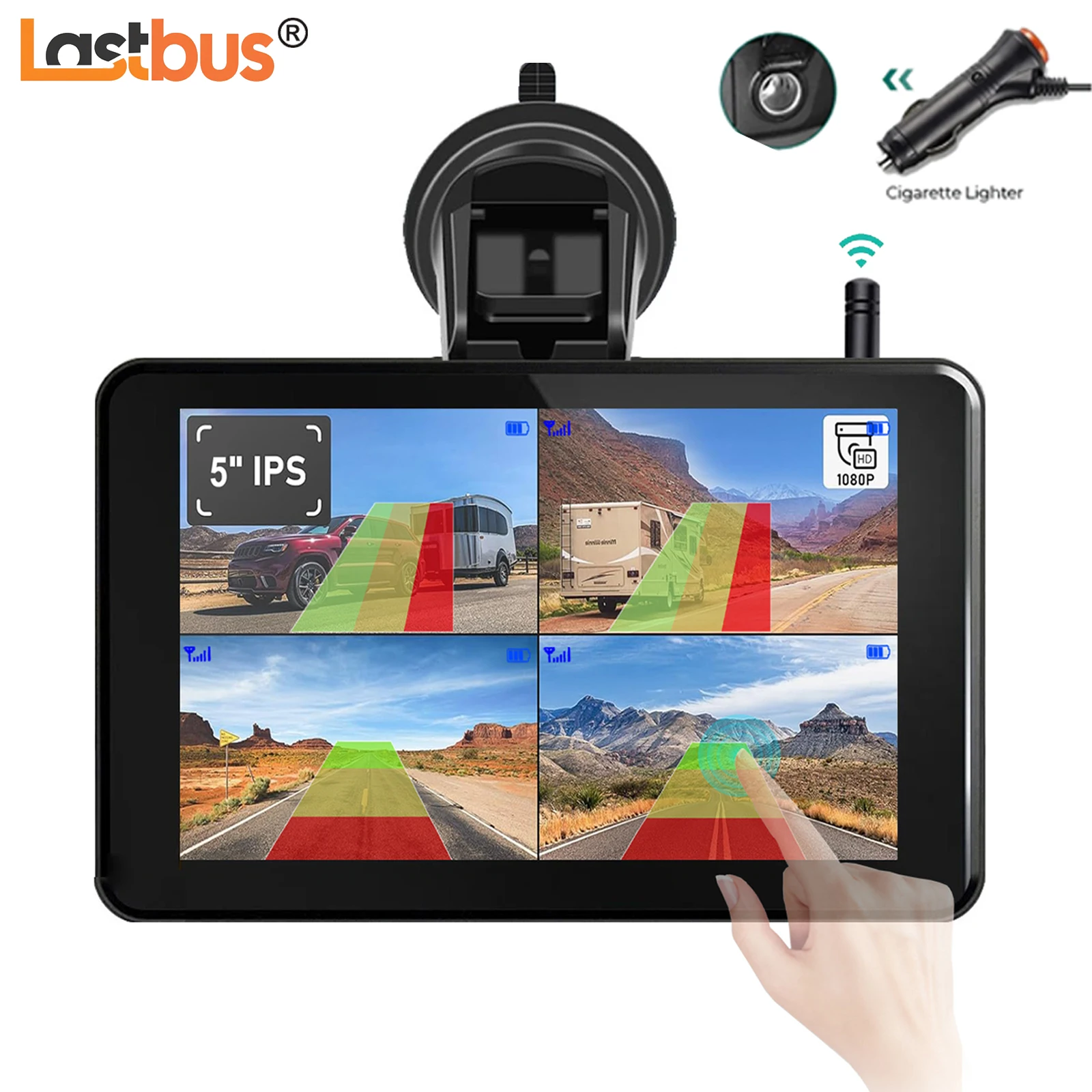 

Lastbus 5" Rear View DVR Quad Monitor Only Fit Lastbus Solar Wireless Powered Magnet Backup Camera With BSD For Trailer Rv