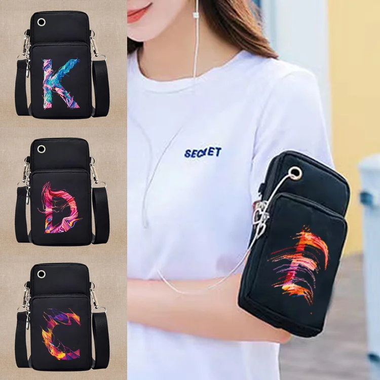 Universal Mobile Phone Bag Cover Waterproof Shoulder Bag for IPhone Samsung Xiaomi Phone Case  Paint Letter Name Pattern Print