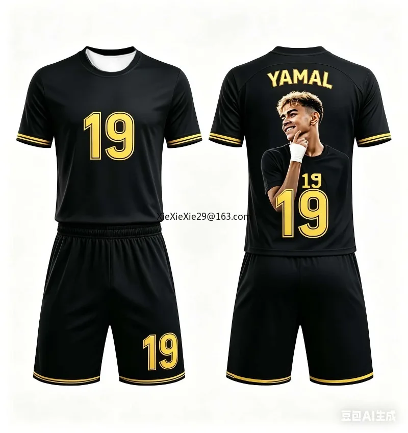 

New 2026 Fashionable Summer AI # Yamal # 19 Adult Football Short Sleeved T-shirt+shorts Boys and Girls Sports Training Suit Set
