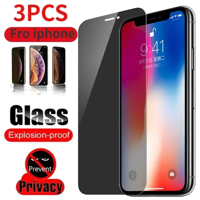 

Privacy Screen Protector for iPhone 14 13 11 12 15 Pro Max Mini 7 8 Plus Anti-spy Protective Glass for iPhone 11 X XR XS MAX SE
