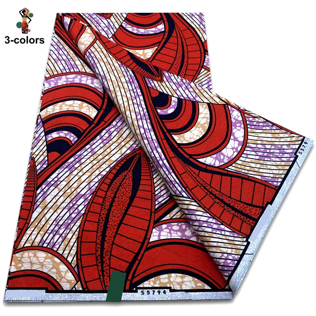2025 Latest Design African Wax Fabric Good Real Wax Print Fabric Soft 100% Cotton Fashion Ankara Wax Pagne Super Party Dress