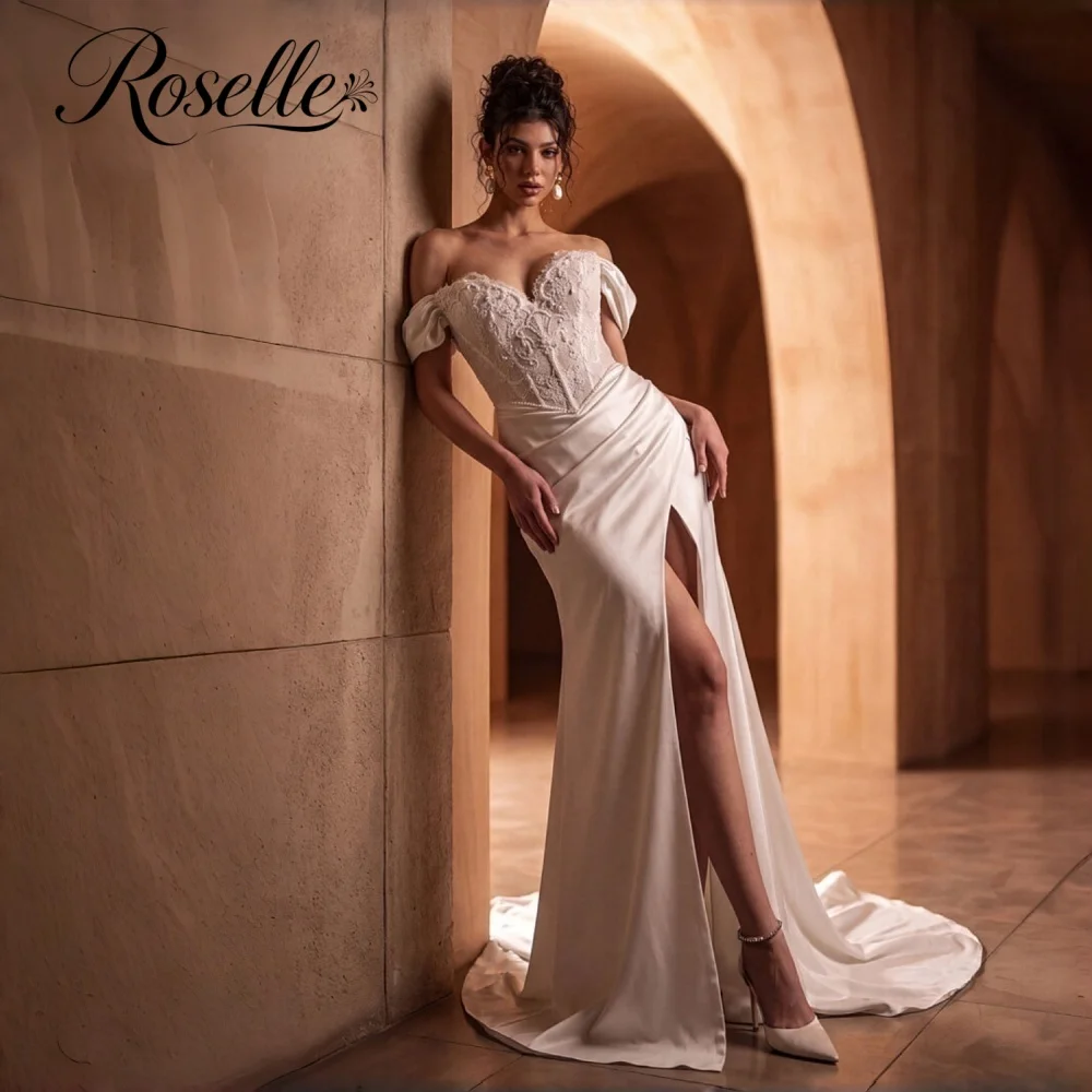 ROSELLE Exquisite Sweetheart Off Shoulder Mermaid Wedding Dress Lace High Side Slit Lace Up 2026 Customized Vestido De Novia