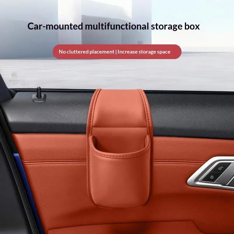 Car Door Hanging Cup Holder Organizer PU Leather Storage Bag Universal Auto Interior Accessory for Bottles Small Personal Items
