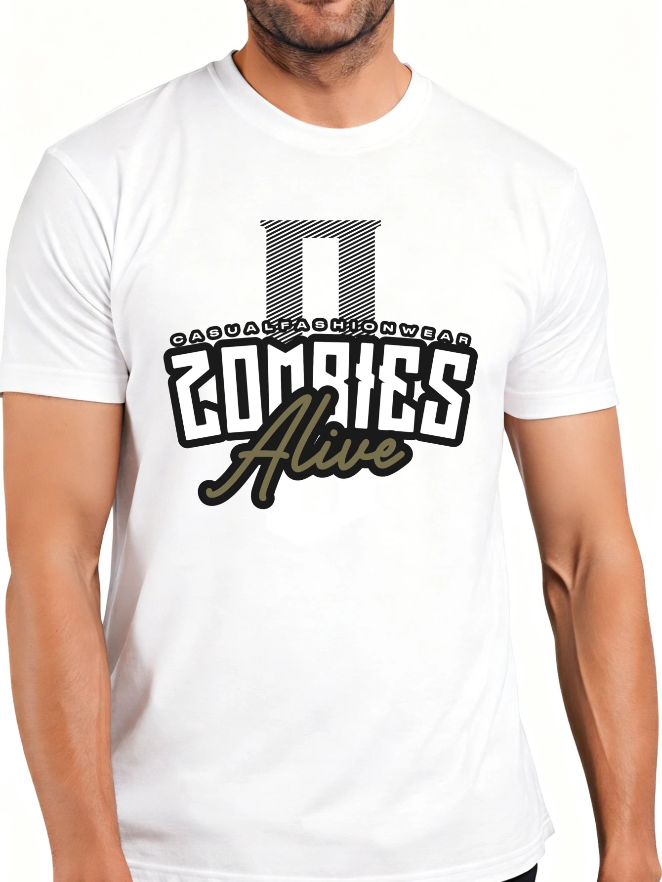 Casual Fashion Men's T-Shirt with Zombie Resurrection Graphic Design, Summer Streetwear, Gift for Him