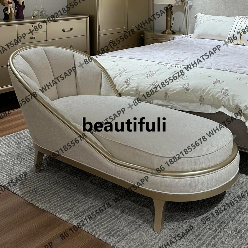 

American solid wood sofa French light luxury living room combination simple curved sofa