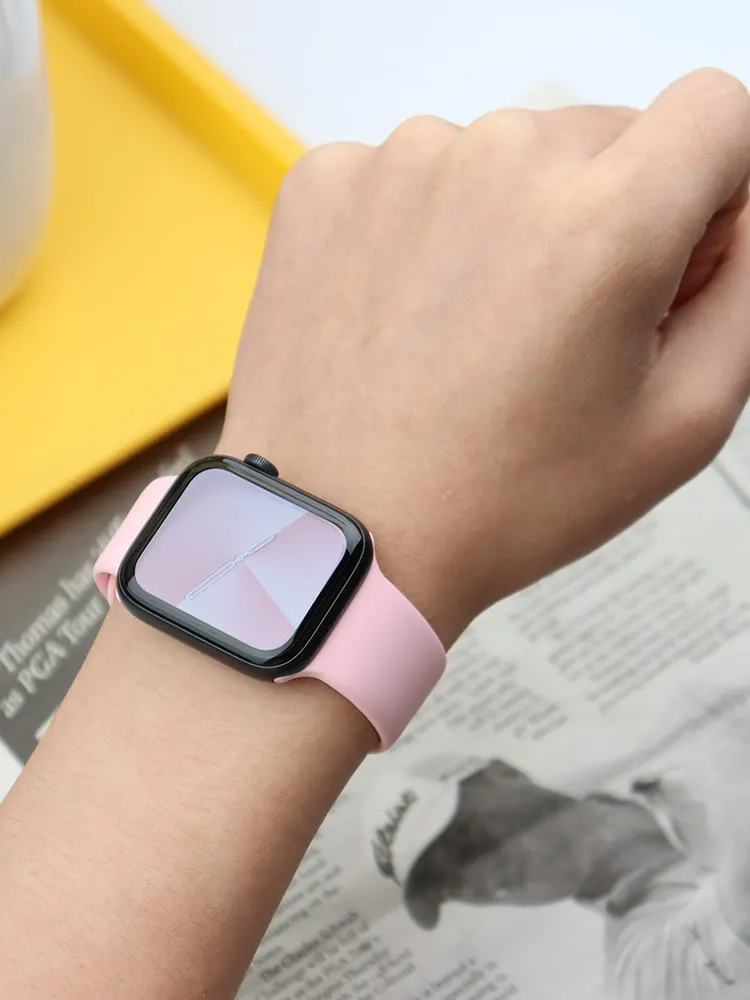 애플 워치 밴드용 실리콘 스트랩, 스포츠 팔찌, 한국 iwatch 시리즈 울트라 8 7 se 6 5 4 3, 45mm, 41mm, 44mm, 40mm, 49mm, 42mm, 38mm