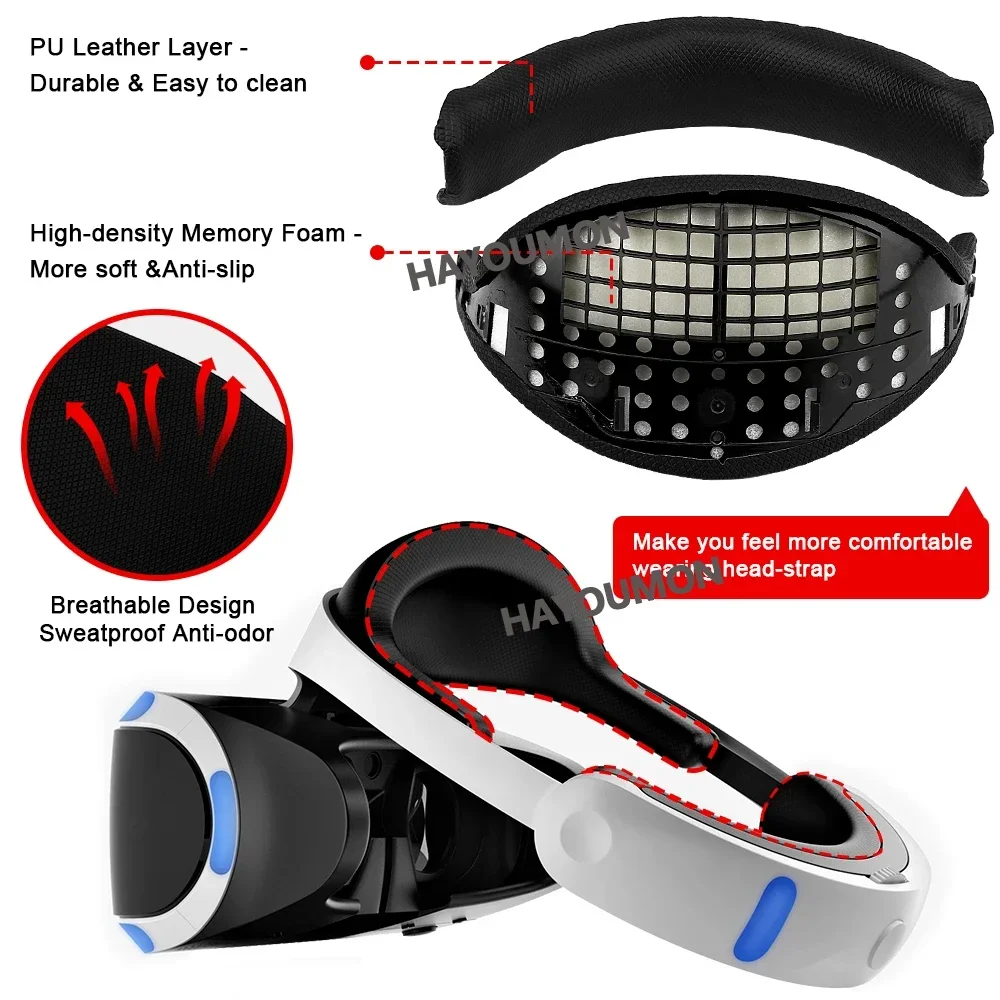 Coussin de sangle de tête noir pour PSVR Gen1, coussin respirant anti-transpiration, accessoire de jeu