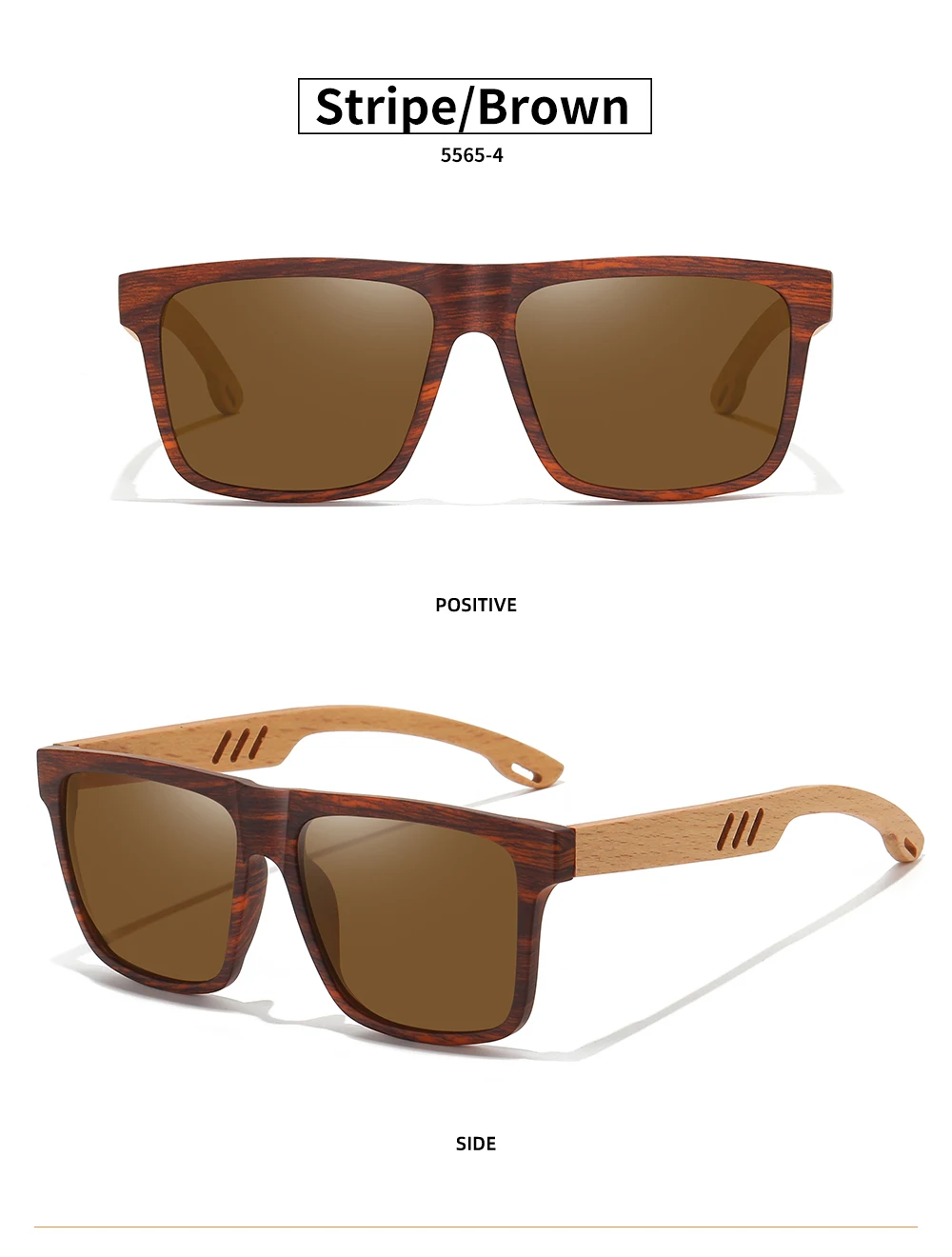 GM Neuheiten Schwarze Holz-Polarisierte Sonnenbrille für Herren Bambus-Sonnenbrille Rote UV400-Gläser Modische Fahrsonnenbrille CartonS5565 – Detail 13