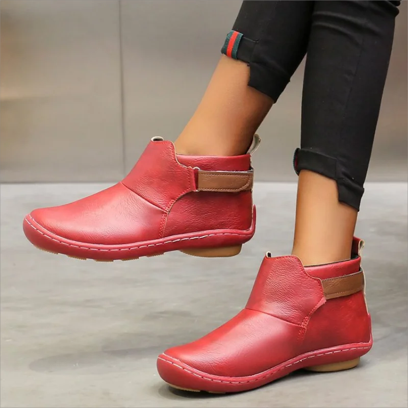 

Women Winter Snow Boots Genuine Leather Ankle Spring Flat Shoes Woman Short Vintage Boots With Fur 2023 For Women Boots