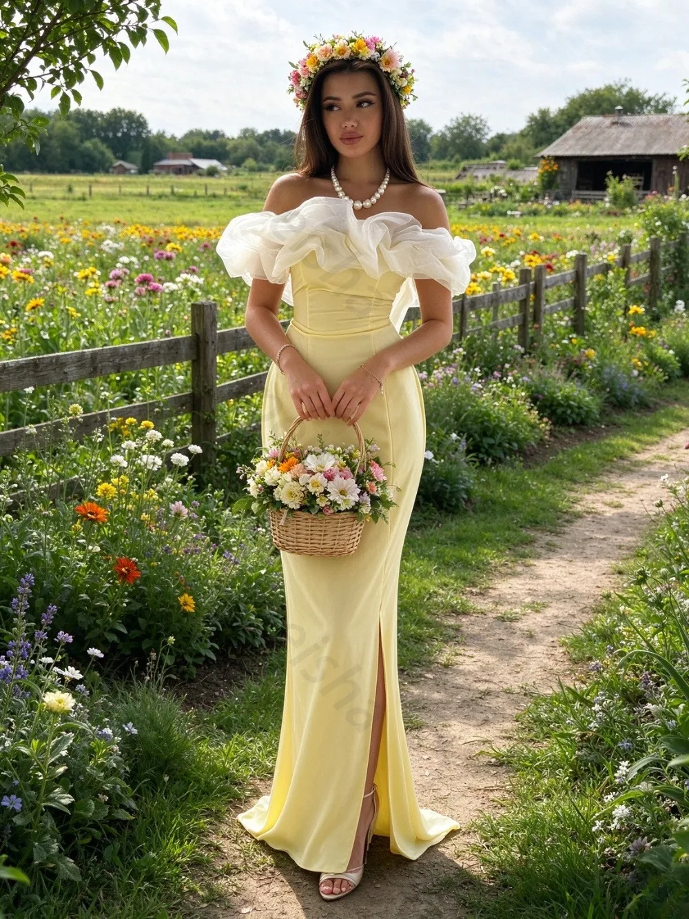 Embroidery Yellow Dress - Sukienki wieczorowe z żółtego satynowego materiału,