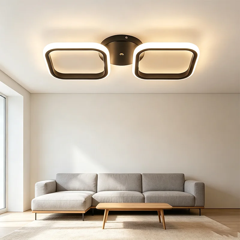 Modern 2 Square LED Ceiling Light Surface Mount Indoor Lamp For Bedroom Hall Balcony, 3 Colors Available