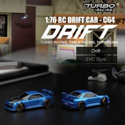 Turbo Racing 1:76 C64-zdalnie sterowane urządzenie, auto do driftu, z żyroskopem, Radio, w pełni kompatybilne, zabawki zdalnie sterowane, zestaw RTR, dla dzieci i dorosłych