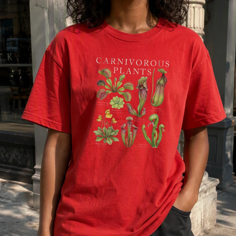 Carnivorous Plants Science Chart Woman Educational Botanical Tee Women Biology Nature Illustration Top Classroom Learning Wear