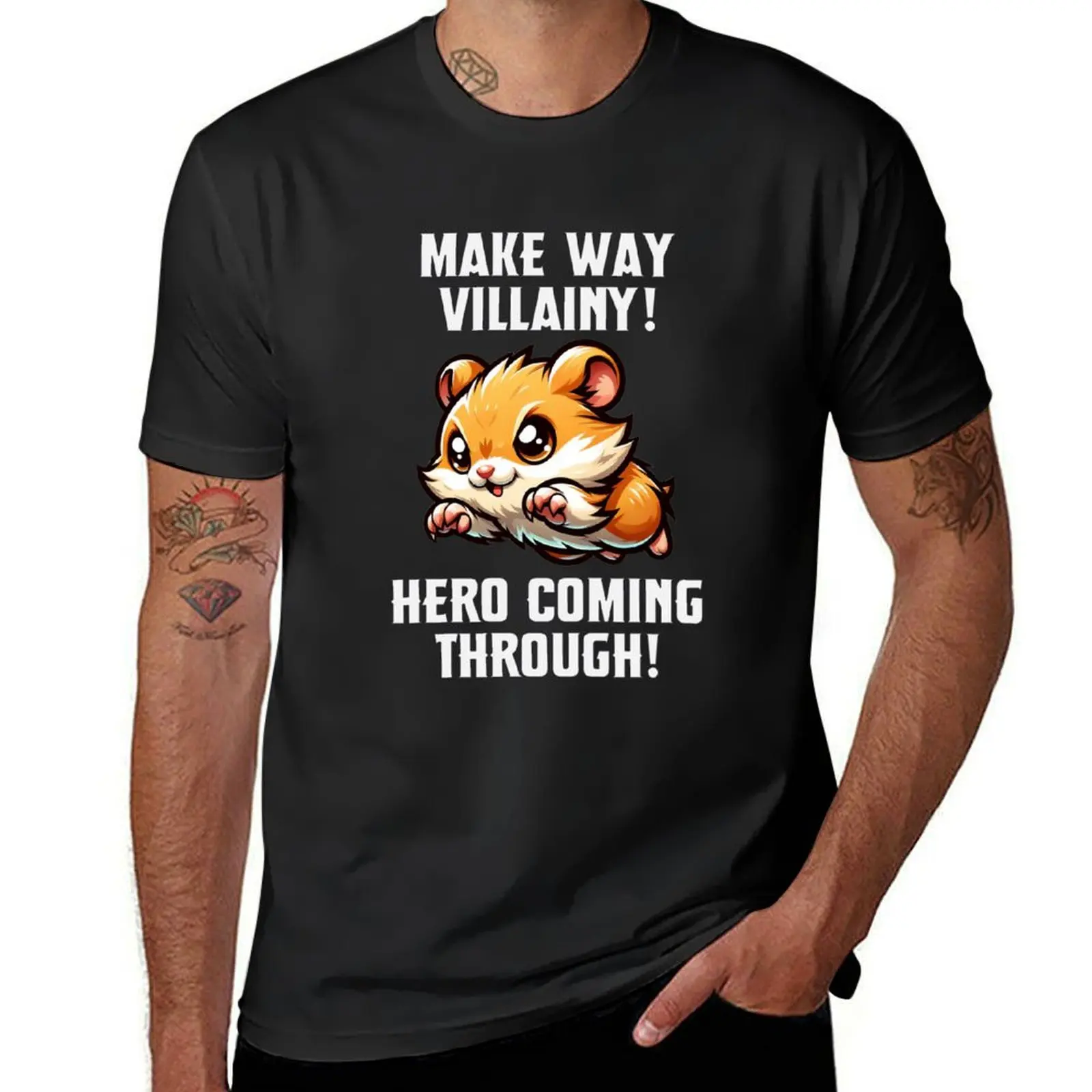 

Make way villainy! Hero coming through! T-Shirt kawaii clothes plain big and tall t shirts for men