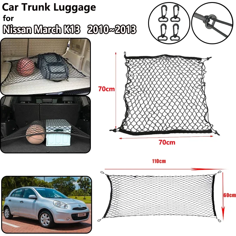 

Car Trunk Net For Nissan March Accessories Micra K13 2010 2011 2012 2013 Back Trunk Organizer Elastic Luggage Bag Holder Pocket