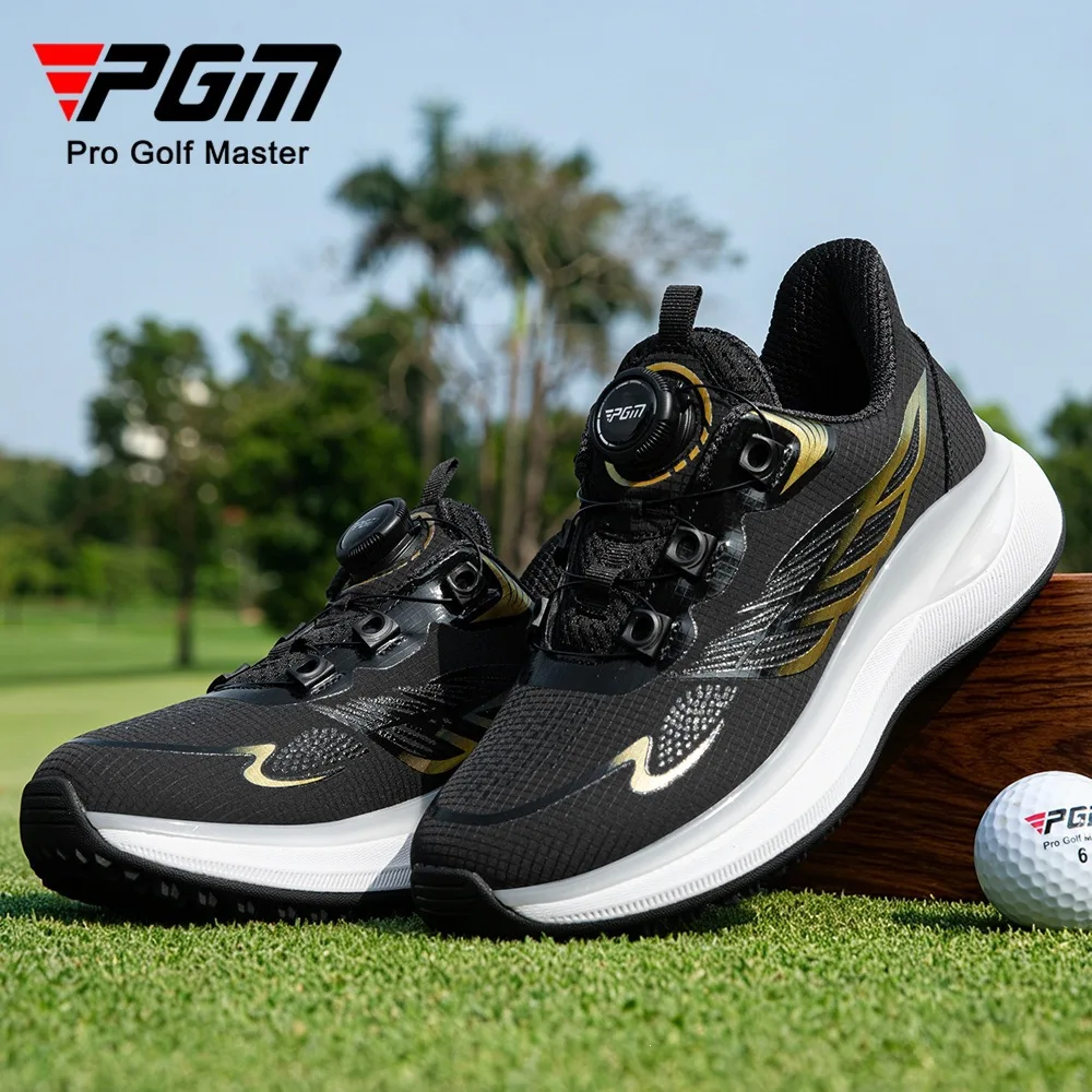 PGM Microfiber Youth Golf Shoes High Elastic Cushioning Breathable Rotating Sneakers Outdoor Sports Golf Footwear