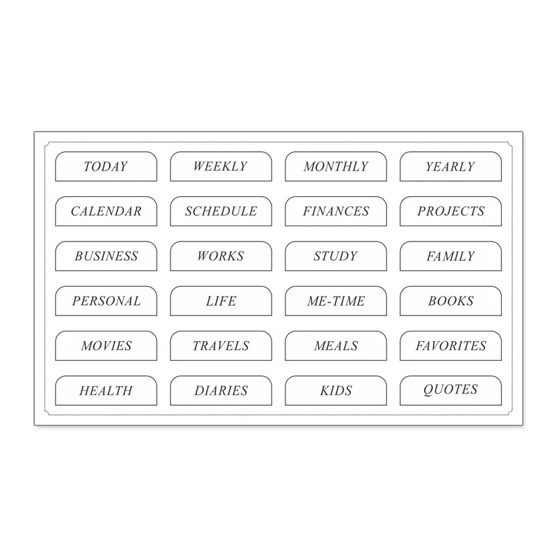 Fromthenon 4 Sheets/Set Divider Tab Decorative Stickers Weekly Monthly Schedule Planner Dividers Index Pages Bookmark Labels