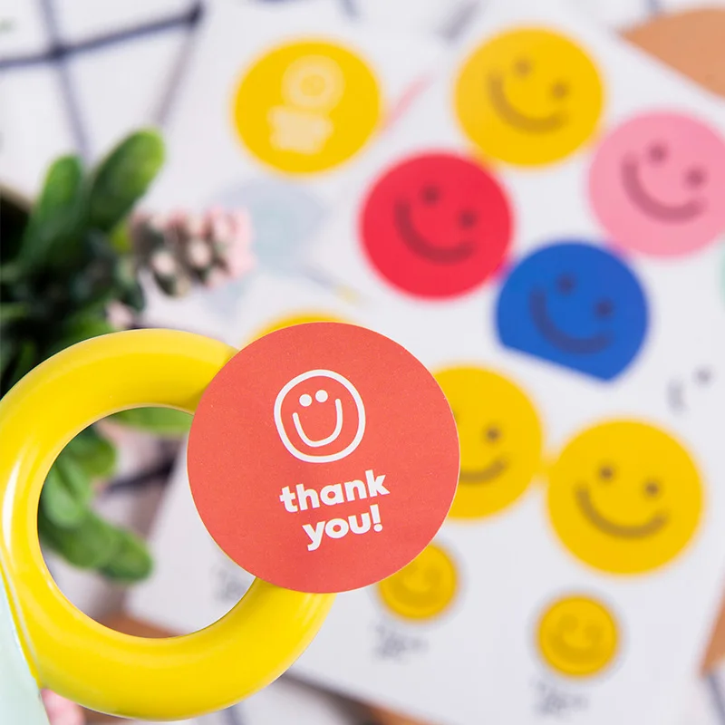 30pcs/5 Sheets Colorful Smiley Stickers Hot Stamping Seal Stickers Bakery Gift Envelope Greeting Card Packaging Smiley Stickers