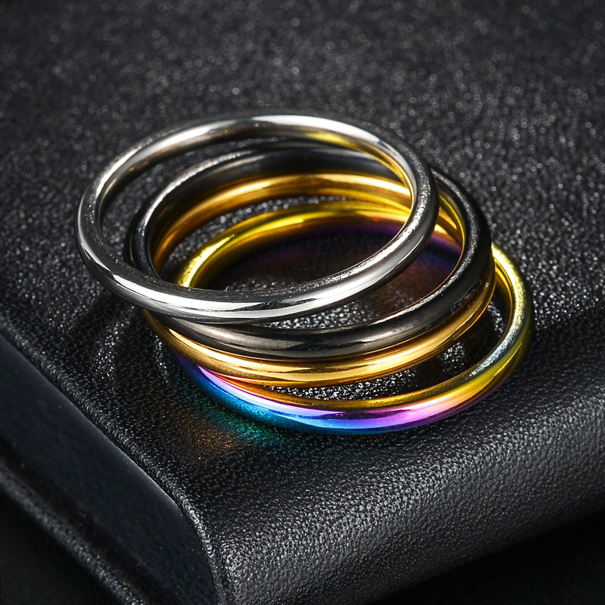 Customize Name Date 2mm Thin Rings For Man Women Solid Stainless Steel Minimalist Ring Elegant Party Tail Ring Couple Rings
