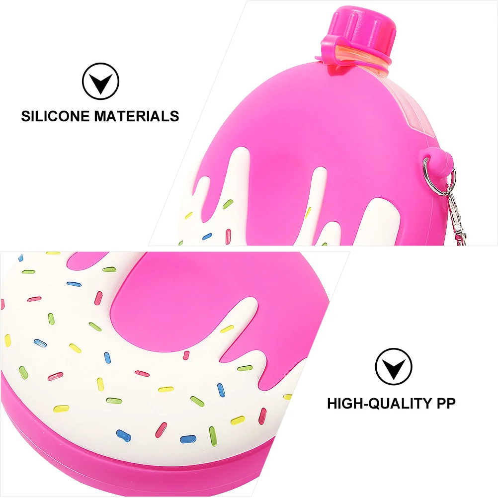 

1 pc 250Ml Portable Water Bottle For Kids Silicone Safe Drinking Cup Compact Travel Kettle Cute Donut Pattern Beverage