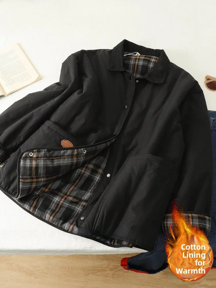 Retro japonês sle feminino para baixo algodão jaet com botões de aba grandes kets workwear sle Thiened longo casaco sve