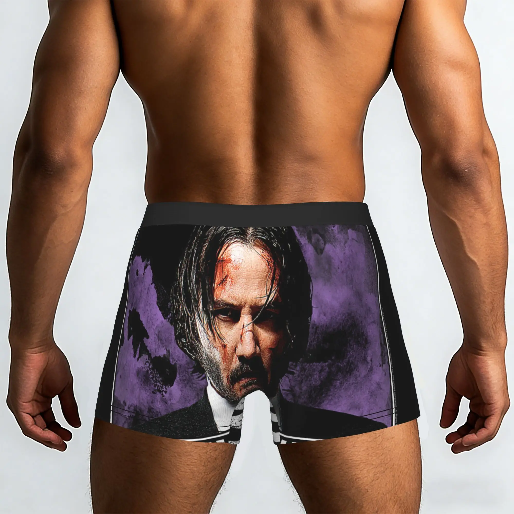 Purple Smoke Photo Collage Action Movie John Wick Underpants Breathbale Panties Male Underwear Ventilate Shorts Boxer Briefs