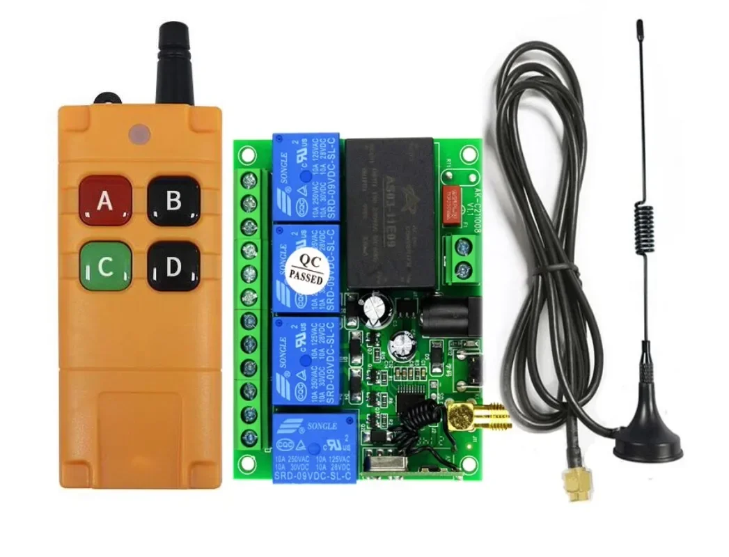 

Industrial 4-key 12V24V220V Learning Type 4-way Wireless Remote Control Switch 4-way Relay Control Point Self-locking