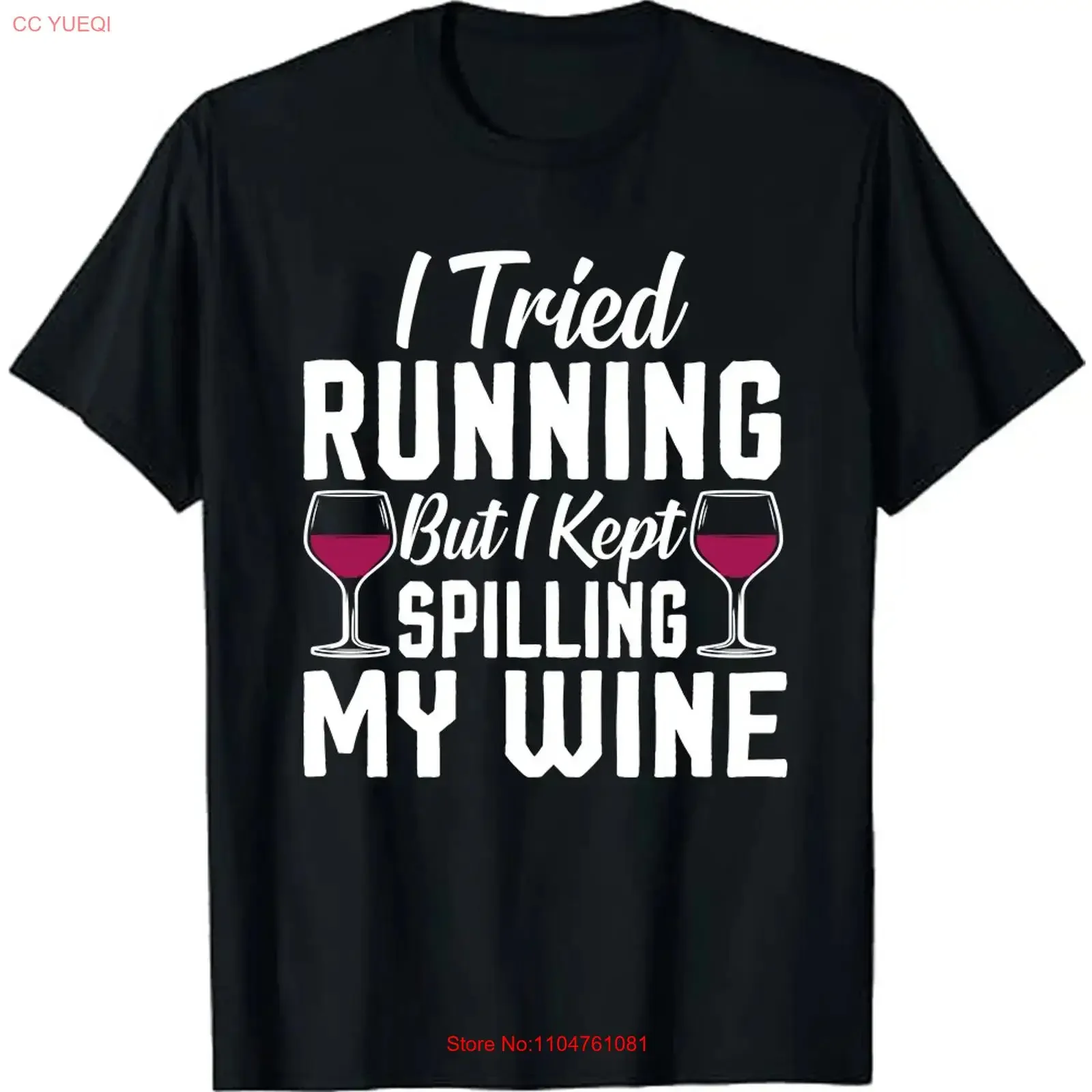 Funny Drinking I Tried Running But Kept Spilling My Wine T Shirt vintage Washed Versatile Stylish Top For Everyday Wear