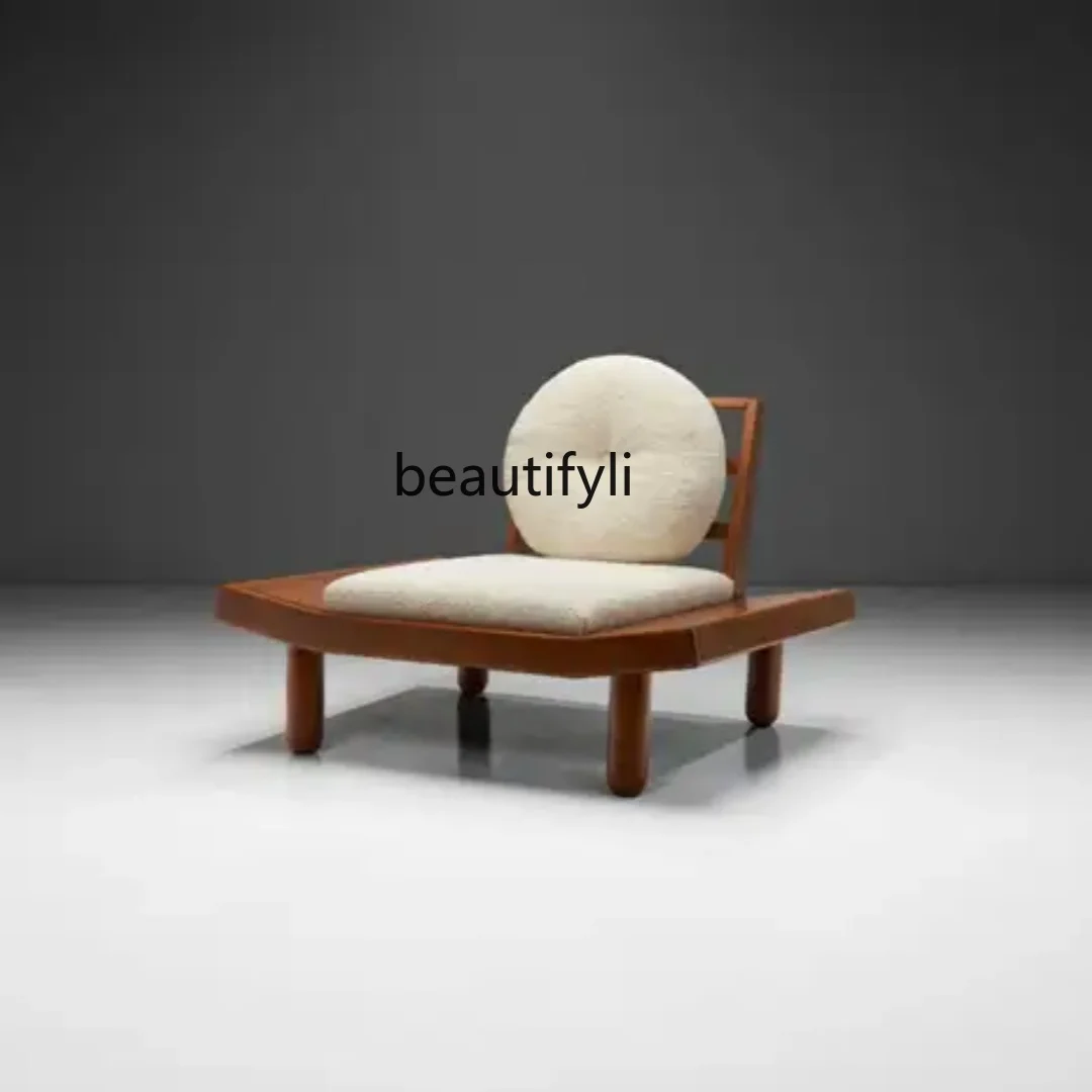 

Vintage Style Living Room Lounge Chair Designer Creative Small Apartment Living Room Balcony Armchair Solid Wood Sofa