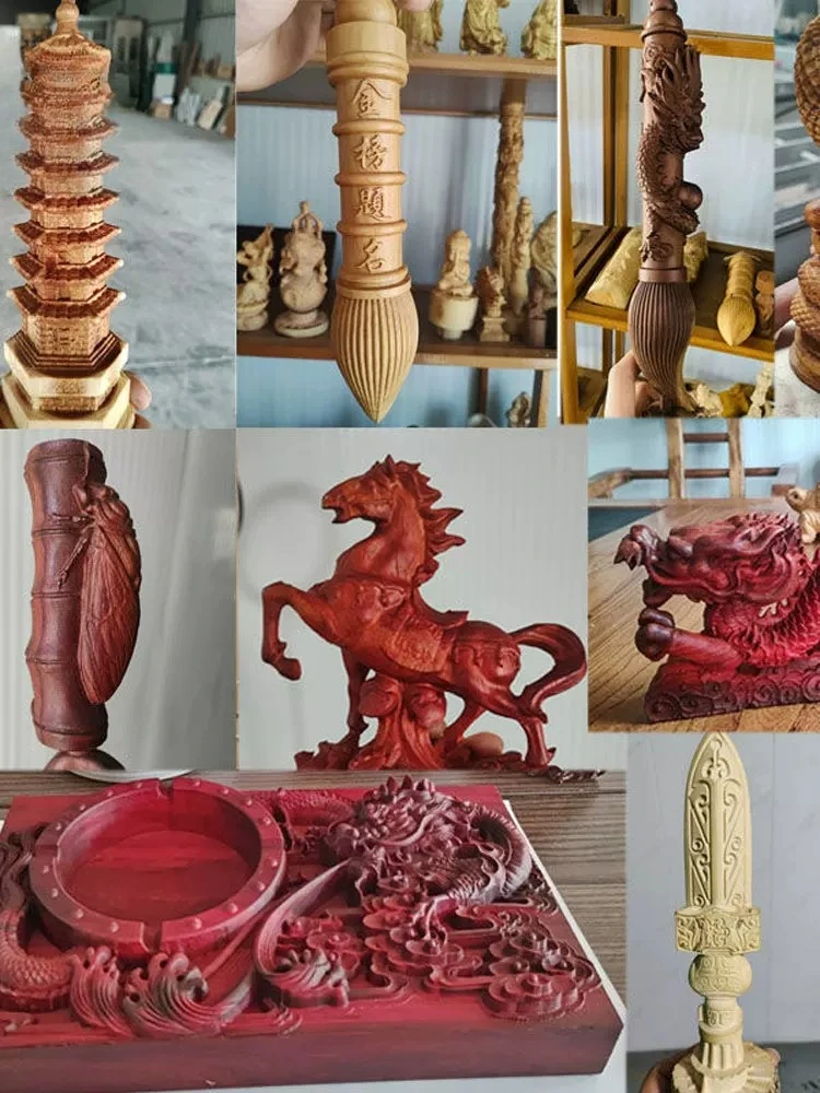 Automatic numerical control engraving machine three-dimensional ornament wood jade handicraft hand handle four-axis engraving