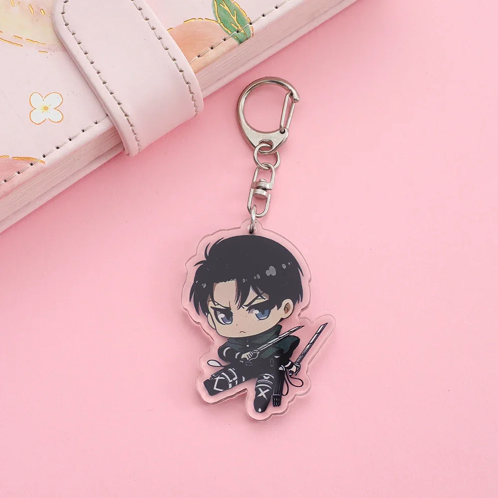 Cartoon Anime Lilo and Stitch Pendant Keychains Holder Car Key Chain Key Ring Mobile Phone Bag Hanging Jewelry Attack On Titan