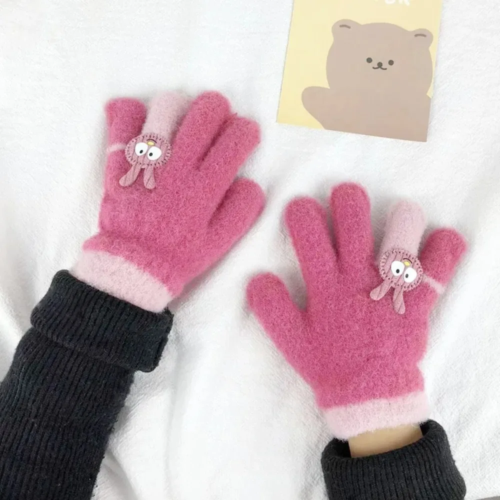 Guantes de invierno de alta calidad para niños y niñas, guantes de conejo cálidos, guantes de punto para niños y niñas de 2 a 6 años