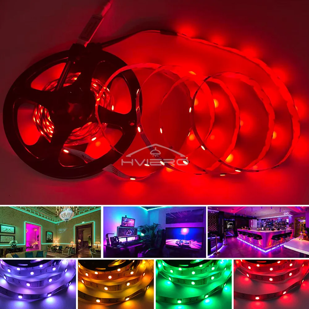 5M 10M LED Strip Lights 5050 RGB IR Control Color Changing Lights with 3/24/44Keys Remote Mode for Room BackLight Decoration TV