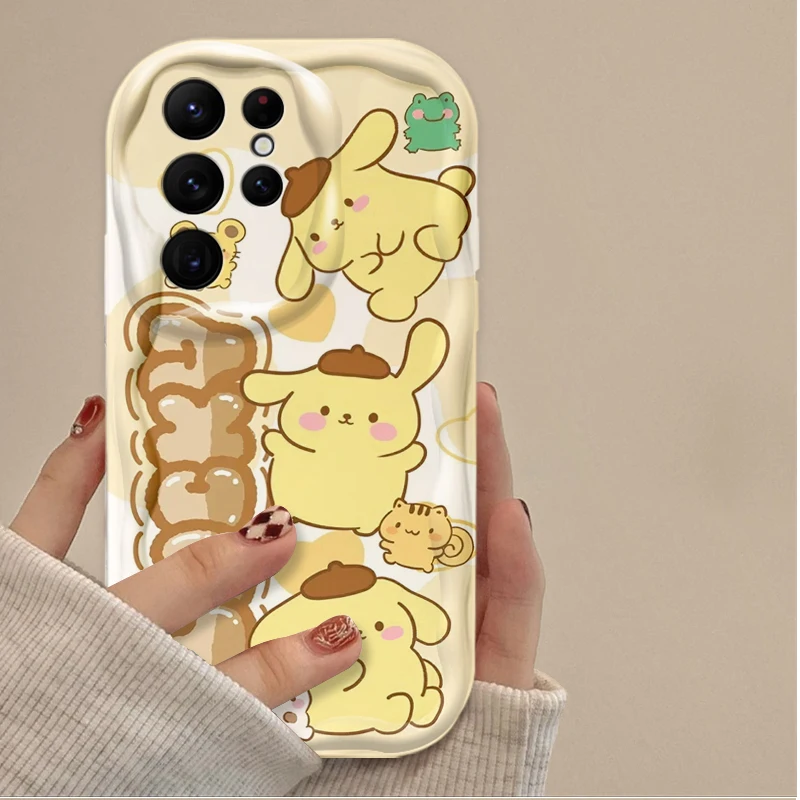 Carino Pompon Purin Hello Kitty Cassa Del Telefono per Samsung Galaxy S25 S24 Ultra S23 S22 S21 S20 Plus FE A56 A36 A26 A17 A07 Della Copertura Posteriore