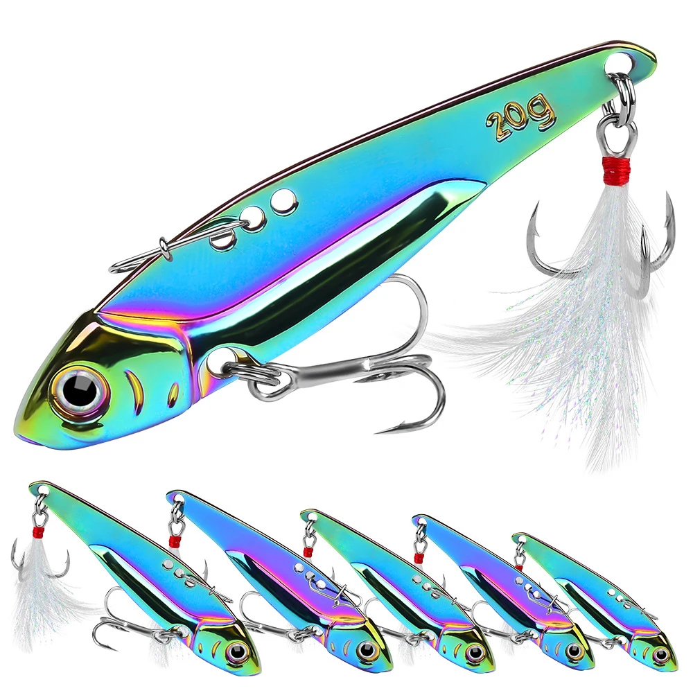 

PROBEROS 1pcs Spinner Bait Colorful Reflective 5g-20g Metal Lure Sinking Long Shot VIB Spoon Fishing lure Hard Wobbler dw559