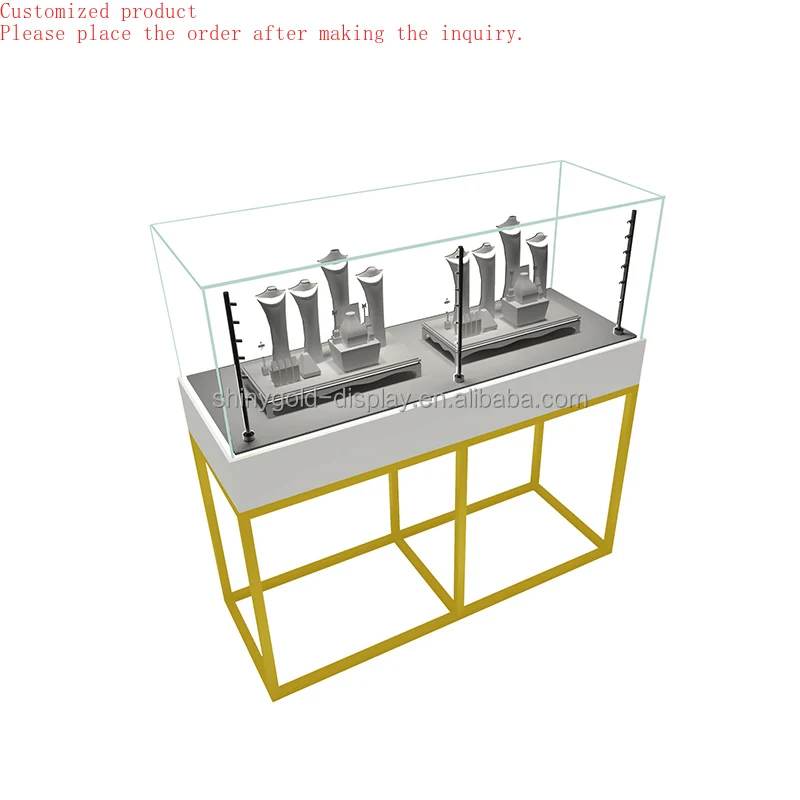 

Custom.Jewelry Store Display Glass Pedestal Cabinet Lockable Vitrine Jewelry Showcase Display Counter with LED Light