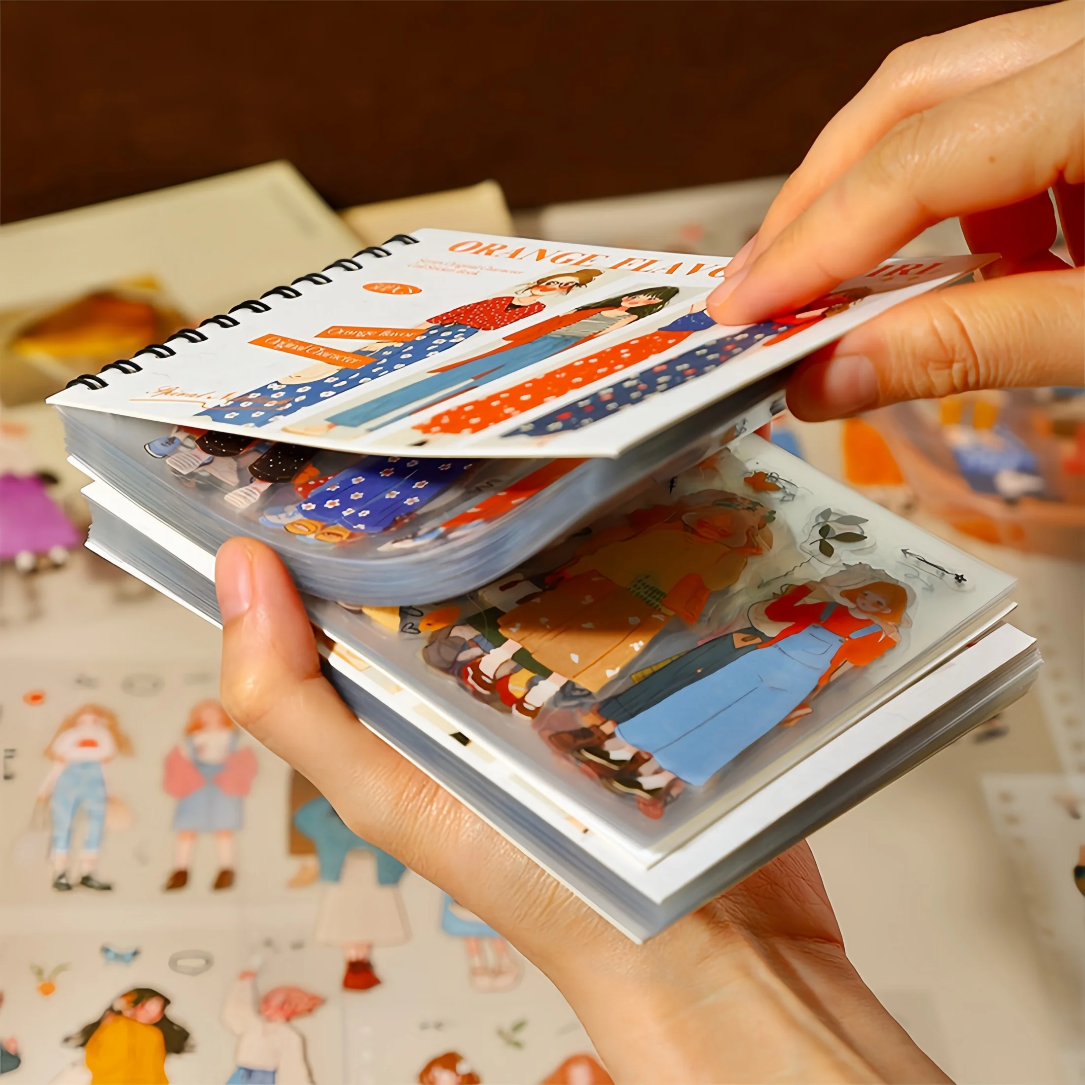 Tomato Sauce Girl Coil Sticker Book, Die-Cut Sticker Book, Orange-Flavored Girl Series Journal Stickers for Scene Decoration, Journal Stickers, Journal Gift Box