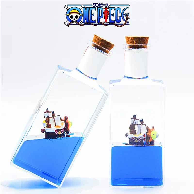 Nuovo 3D One Piece Drift Bottle mille Sunny Ship Boat Water Bottle acrilico Car Model Decoration Toy bambini Decompression Gift