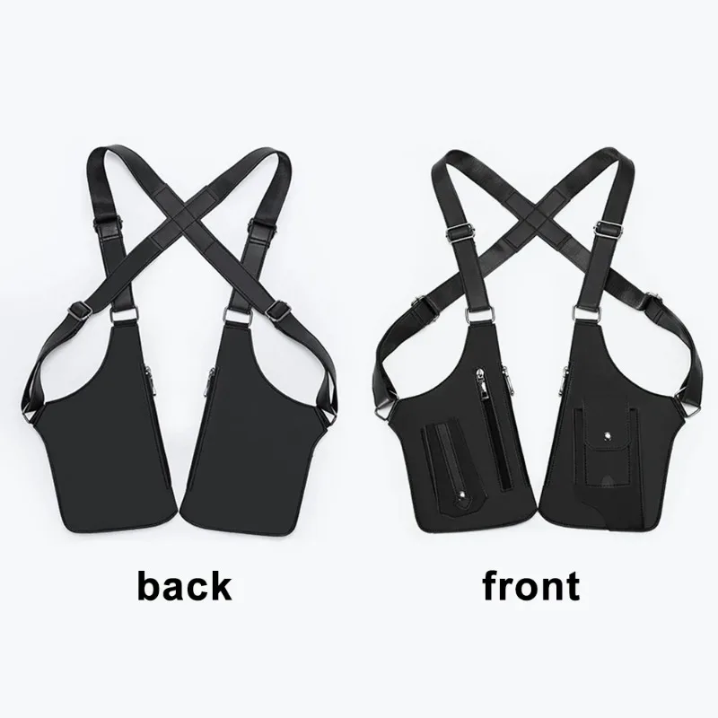 PU Leather Strap Holster Vest Bag Adjustable Double Shoulder Armpit Bag Hidden Anti-Theft Phone Pocket Chest Bag image 5
