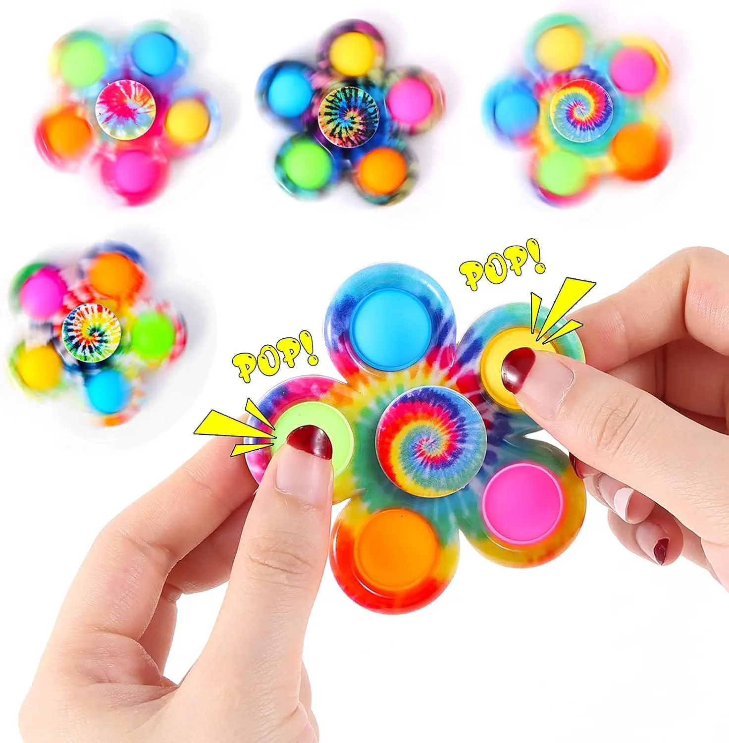 Fidget Spinner Sensory Pops Finger Toys Tie Dye Simple Push Bubble Hand Spinner For ADHD Autism Anxiety Stress Relief Gifs