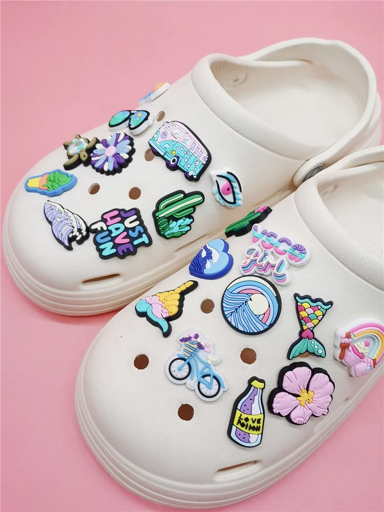 Kawaii Summer Series Shoe Charms Funny Clog Shoes Accessories Diy PVC Buckle Decorations For Women Sandals Adult Kids Decor Gift