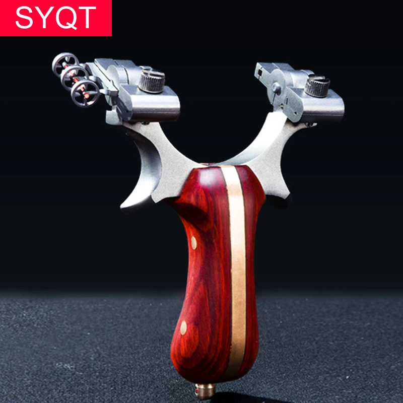 Outdoor Sports Stainless Steel Flat Skin Catapult Rotating Head Aiming Shooting Hunting Fishing Precision Shooting