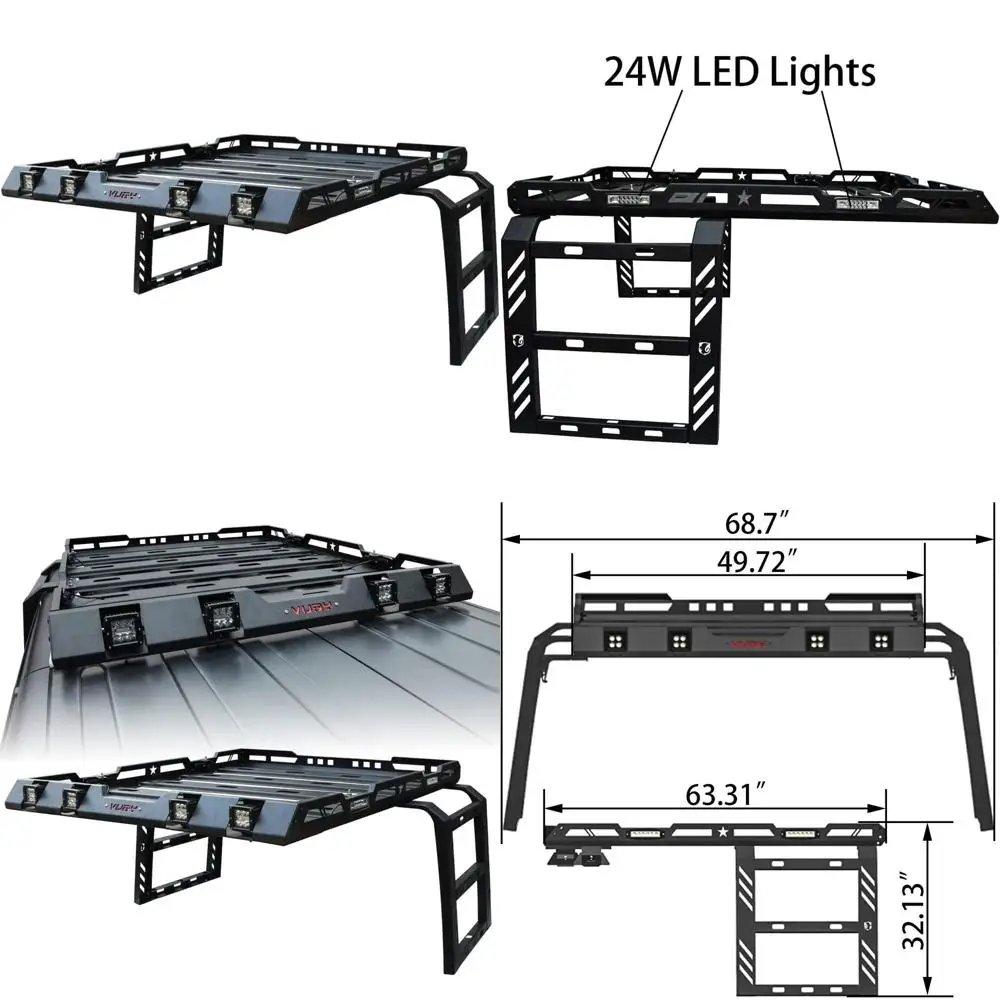 

Universal Hardtop Basket Roof Rack with Ladder and 4 LED Lights for 2007-2017 Jeep Wrangler JK and JKU Models