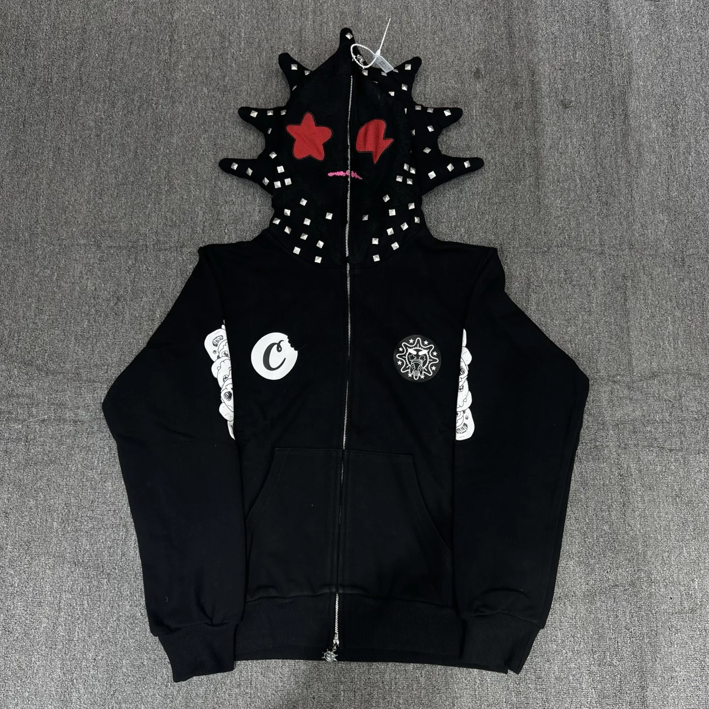 

Street Sle Glo Gang the Glory Full Zip Hoodie Pointed Horn Design Casual Sweatirt Youth Faion Autumn Wear Long Sve